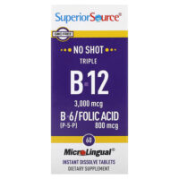 Triple B-12, B-6, фолиевая кислота, 60 быстрорастворимых таблеток MicroLingual — Superior Source