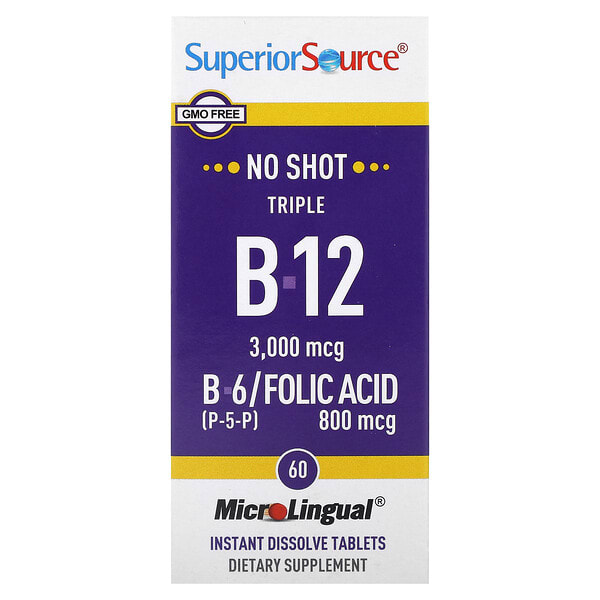 sps91030_v_31.jpg Triple B-12, B-6, фолиевая кислота, 60 быстрорастворимых таблеток MicroLingual — Superior Source
