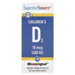D3, для детей, 10 мкг (400 МЕ), 100 быстрорастворимых таблеток MicroLingual® — Superior Source