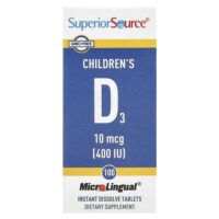 D3, для детей, 10 мкг (400 МЕ), 100 быстрорастворимых таблеток MicroLingual® — Superior Source
