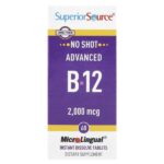 Advanced B-12, 2000 мкг, 60 быстрорастворимых таблеток MicroLingual® — Superior Source