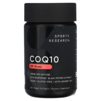 коэнзим Q10 класса USP с экстрактом BioPerine, 100 мг, 120 вегетарианских капсул — Sports Research