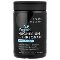 Magtein®, L-треонат магния, 90 растительных капсул (666 мг в 1 капсуле) — Sports Research