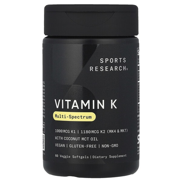 sre09187_v_8.jpg Vitamin K, Multi-Spectrum, 60 растительных капсул — Sports Research