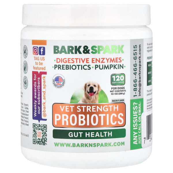 srk60247_v_8.jpg Vet Strength Probiotics, For Dogs, Bacon, 120 Soft Chews, 10.1 oz (288 g) — Bark&Spark