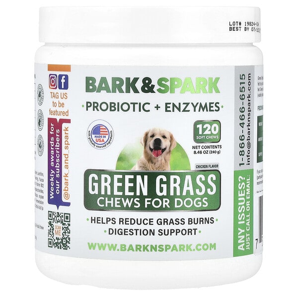 srk97782_v_25.jpg Green Grass Chews, For Dogs, Chicken, 120 Soft Chews, 8.46 oz (240 g) — Bark&Spark