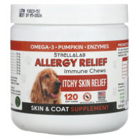 Allergy Relief, жевательные таблетки для поддержки иммунитета, для собак, арахисовая паста, 120 жевательных таблеток, 264 г (9,3 унции) — StrellaLab