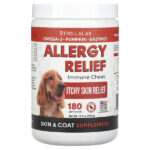 Allergy Relief, жевательные таблетки для поддержки иммунитета, для собак, арахисовая паста, 180 жевательных таблеток, 396 г (13,9 унции) — StrellaLab