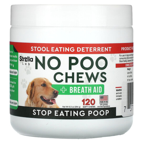 srl99899_v_10.jpg No Poo Chews, для собак и кошек, 120 жевательных таблеток, 264 г (9,3 унции) — StrellaLab