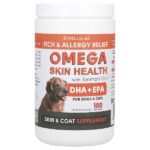 Omega Skin Health с жиром лосося, для собак и кошек, 180 жевательных таблеток, 513 г (18 унций) — StrellaLab