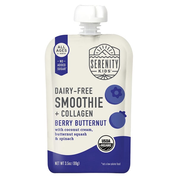 srn41159_v_17.jpg безмолочный смузи с коллагеном, со вкусом ягод и орехов, для детей от 6 месяцев, 99 г (3,5 унции) — Serenity Kids