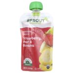 детское питание от 6 месяцев, клубника, груша и банан, 99 г (3,5 унции) — Sprout Organics