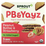 PB & Yayz, органический сэндвич-батончик для снеков, с арахисовым маслом и клубникой, 5 батончиков, 29 г (1,02 унции) — Sprout Organics