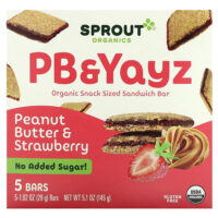 PB & Yayz, органический сэндвич-батончик для снеков, с арахисовым маслом и клубникой, 5 батончиков, 29 г (1,02 унции) — Sprout Organics