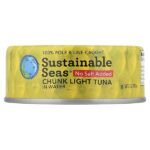 Sustainable Seas, Кусочки светлого тунца в воде, без добавления соли, 142 г (5 унций)