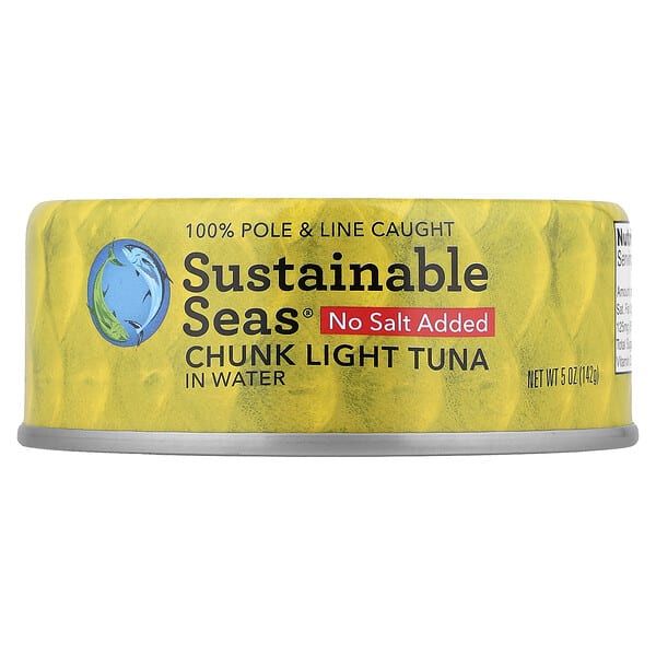 sse00330_v_29.jpg Sustainable Seas, Кусочки светлого тунца в воде, без добавления соли, 142 г (5 унций)
