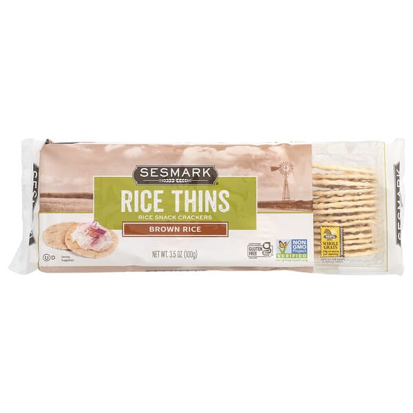 ssm10702_v_16.jpg Sesmark, Rice Thins, рисовые крекеры, коричневый рис, 100 г (3,5 унции)