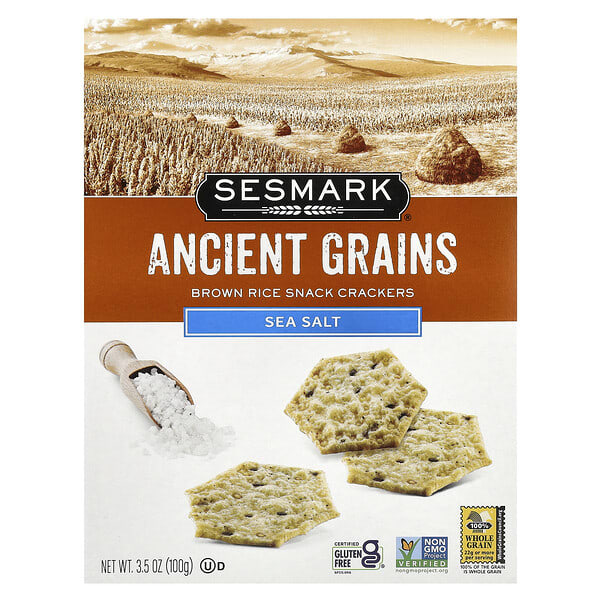 ssm40400_v_36.jpg Sesmark, Ancient Grains, крекеры из коричневого риса, морская соль, 100 г (3,5 унции)