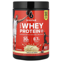 100% Whey Protein Plus, сывороточный протеин плюс, со вкусом ванильного крема, 816 г (1,80 фунта) — SIXSTAR