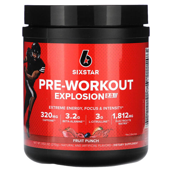 sst71742_v_8.jpg Pre-Workout Explosion 2.0, фруктовый пунш, 270 г (9,52 унции) — SIXSTAR