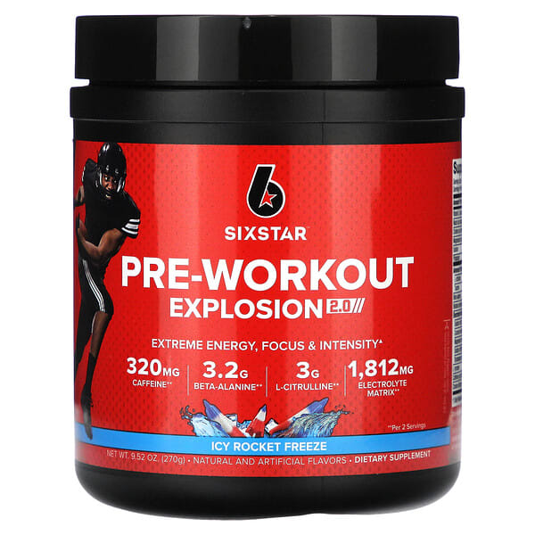 sst71743_v_10.jpg Pre-Workout Explosion 2.0, предтренировочный комплекс, замораживание, 270 г (9,52 унции) — SIXSTAR