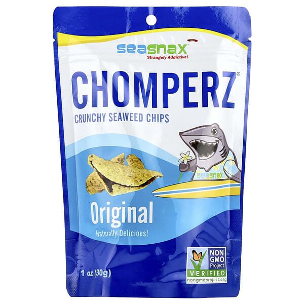 ssx02020_v_9.jpg Chomperz, хрустящие чипсы из морских водорослей, оригинальный вкус, 1 унция (30 г) — SeaSnax