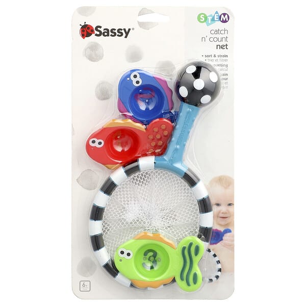 ssy10066_v_12.jpg игрушка для купания, Catch 'n Count, сачок, для детей от 6 месяцев, набор из 4 предметов — Sassy
