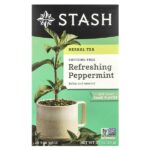 Herbal Tea, освежающая перечная мята, без кофеина, 20 чайных пакетиков, 20 г (0,7 унции) — Stash Tea