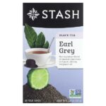 Черный чай, Earl Grey, 20 чайных пакетиков, 38 г (1,3 унции) — Stash Tea