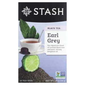 Черный чай, Earl Grey, 20 чайных пакетиков, 38 г (1,3 унции) — Stash Tea