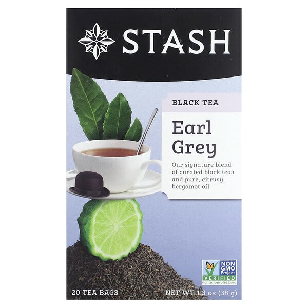 sta08227_v_29.jpg Черный чай, Earl Grey, 20 чайных пакетиков, 38 г (1,3 унции) — Stash Tea