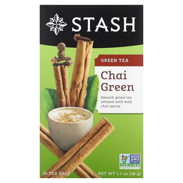sta08252_v_29.jpg Green Tea, Chai Green, 20 чайных пакетиков, 38 г (1,3 унции) — Stash Tea