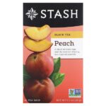 Черный чай, персик, 20 чайных пакетиков, 38 г (1,3 унции) — Stash Tea