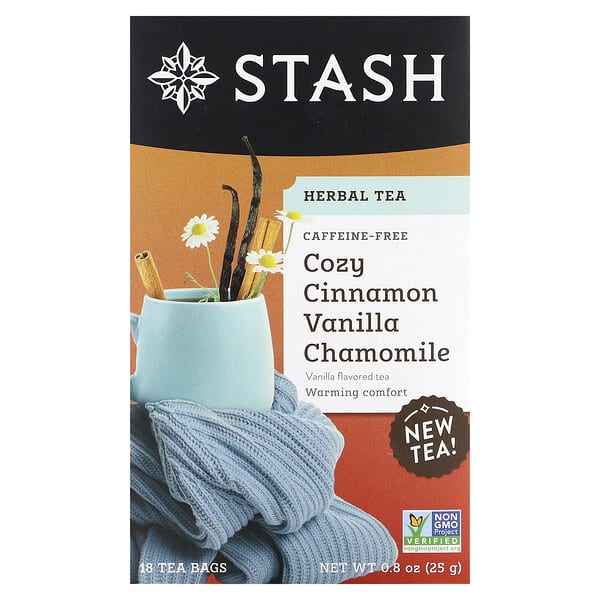 sta74593_v_12.jpg Herbal Tea, корица, ваниль и ромашка, без кофеина, 18 чайных пакетиков, 25 г (0,8 унции) — Stash Tea