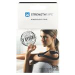 кинезиологический тейп, черный, 20 отрезанных полосок — Strengthtape
