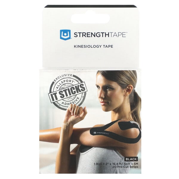 stp40500_v_12.jpg кинезиологический тейп, черный, 20 отрезанных полосок — Strengthtape