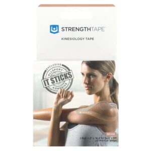 Кинезиологический тейп, бежевый, 20 предварительно нарезанных полосок — Strengthtape