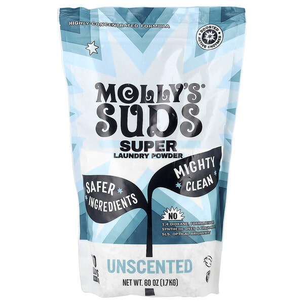 sud00647_v_8.jpg Super Laundry Powder, порошок для стирки, без запаха, 60 загрузок, 1,7 кг (60 унций) — Molly's Suds