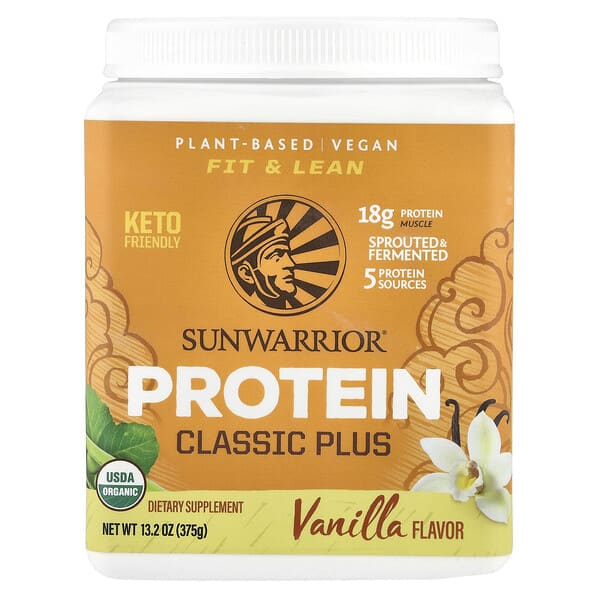 suw02420_v_70.jpg Protein Classic Plus, протеин на растительной основе, ванильный вкус, 375 г (13,2 унций) — Sunwarrior