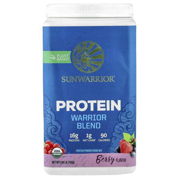 suw02423_v_70.jpg Warrior Blend Protein, протеиновая смесь, с ягодным вкусом, 750 г (1,65 фунта) — Sunwarrior