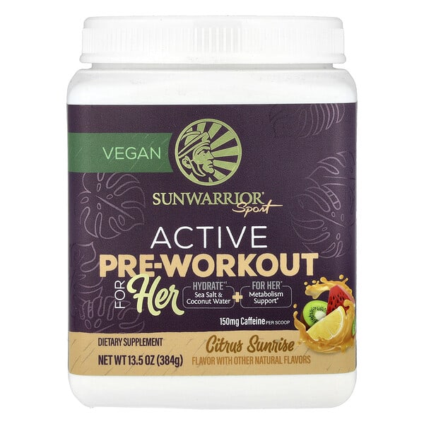 suw92177_v_8.jpg Sport, Active Pre-Workout For Her, Citrus Sunrise, 384 г (13,5 унции) — Sunwarrior
