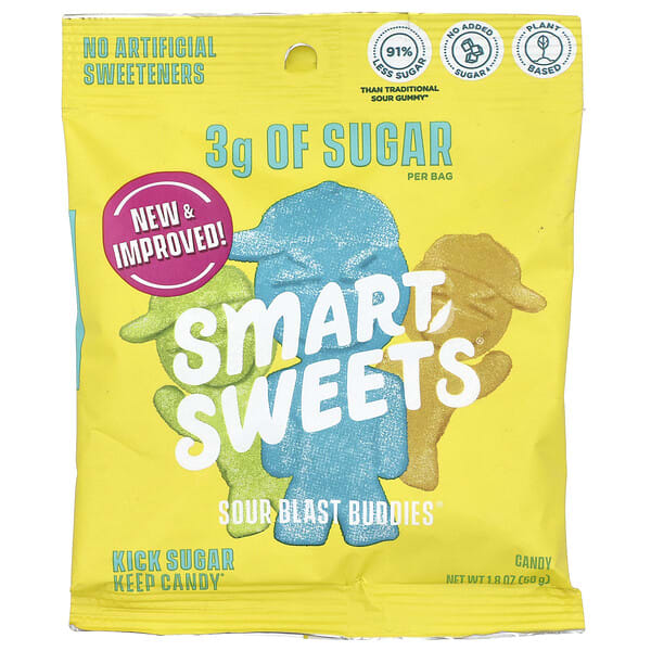 swe20040_v_11.jpg Sour Blast Buddies, ягоды, голубая малина, лайм, лимон, апельсин, 50 г (1,8 унции) — SmartSweets