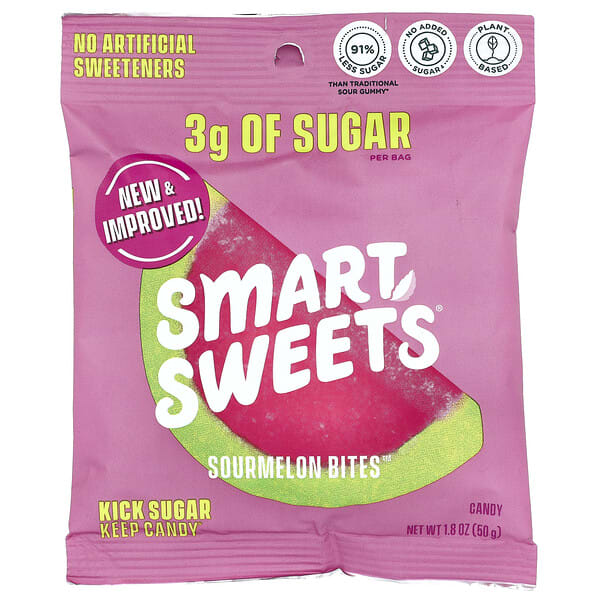 swe20080_v_9.jpg Sourmelon Bites™, арбуз, 50 г (1,8 унции) — SmartSweets