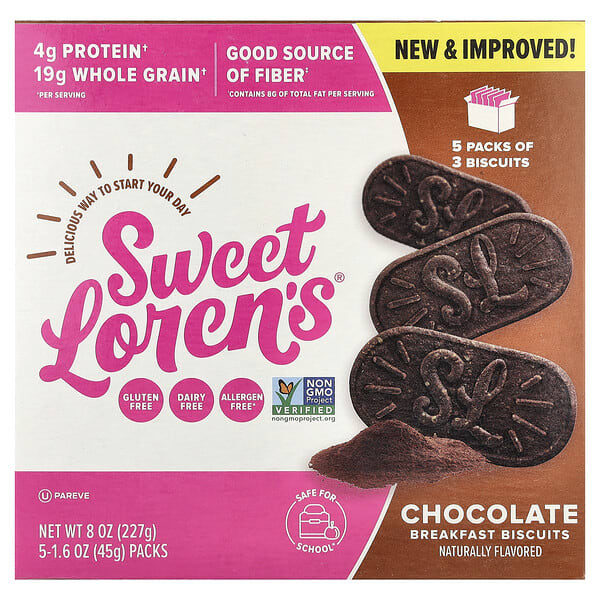 swo27220_v_18.jpg Sweet Loren's, печенье для завтрака, шоколад, 5 упаковок по 45 г (1,6 унции)