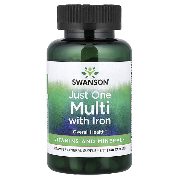 swv01250_v_24.jpg Just One Multi, мультивитамины с железом, 130 таблеток — Swanson