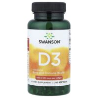 витамин D3, 10 мкг (400 МЕ), 250 мягких таблеток — Swanson