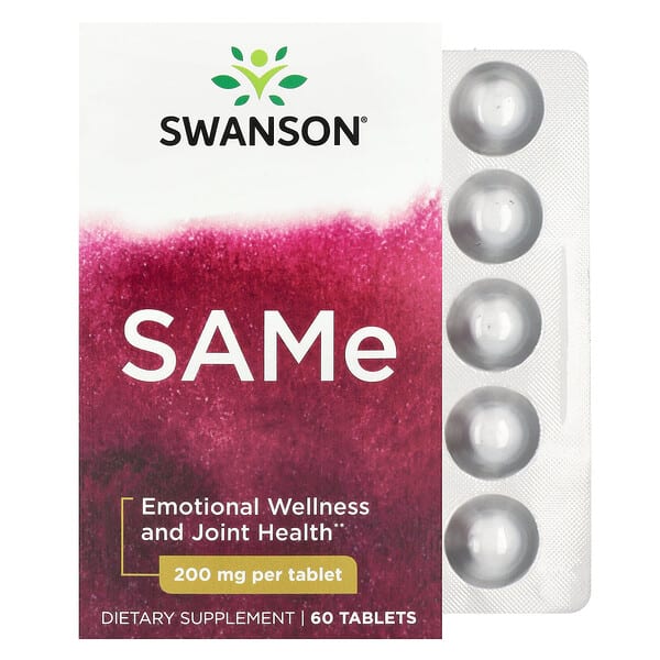 swv02217_v_17.jpg SAMe, 60 таблеток (200 мг в одной таблетке) — Swanson