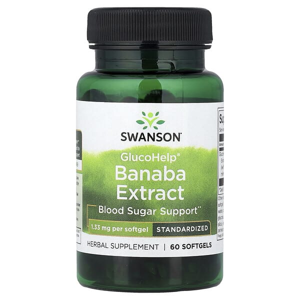 swv02659_v_24.jpg GlucoHelp®, экстракт банабы, стандартизованный, 1,33 мг, 60 капсул — Swanson