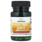 Фолиевая кислота и витамин B12, 30 растительных капсул — Swanson