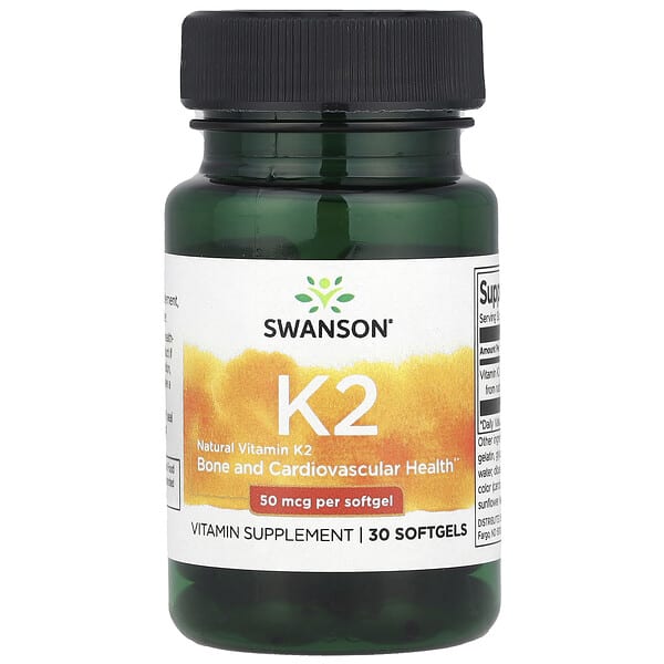 swv02671_v_24.jpg Натуральный витамин K2, 50 мкг, 30 мягких таблеток — Swanson
